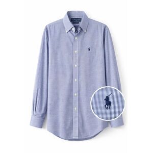 Ralph Lauren Yarmouth Shirt Small 14.5 32/33 Gingham Button Down Blue Pony Y2K